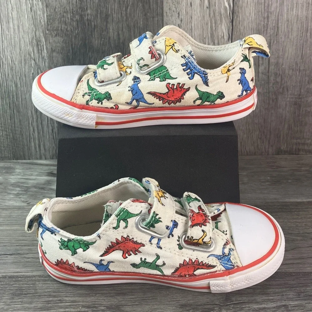 Converse Chuck Taylor All Star 2V Ox Dinosaur Print White Infant Size 9 A01667F